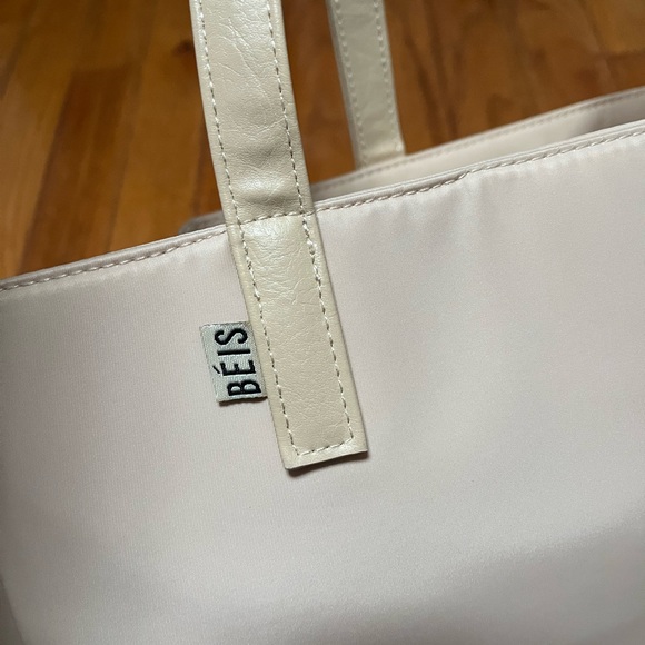 BEIS Beige Cream Structured Commuter Tote Bag - Picture 2 of 9